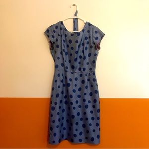 GORGEOUS rare 100% silk vintage 50s polka dot wiggle dress